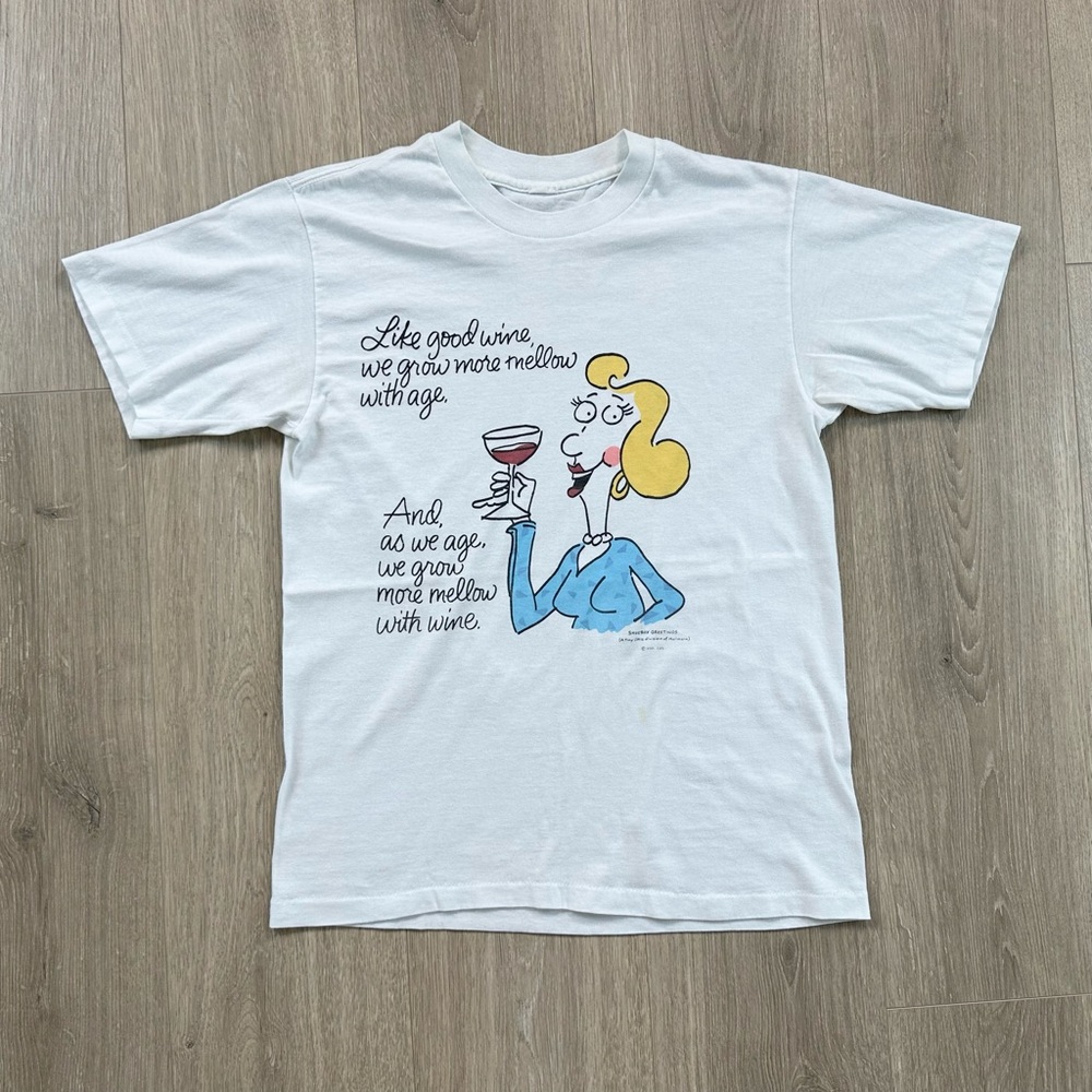 Vintage funny wine drinking cartoon tee shirt t-shirt